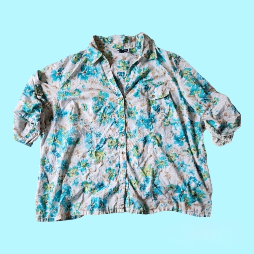 Karen Scott Floral Button Up Blouse